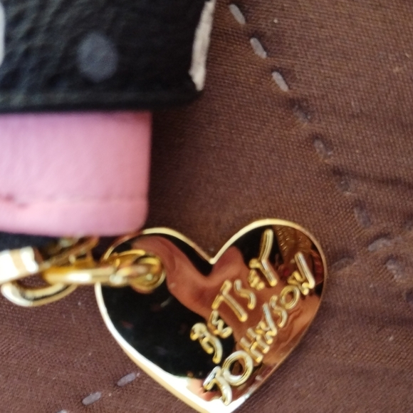 NWT Betsey Johnson Pink Crossbody Wallet/Clutch Black Polka Dot Bow - Picture 8 of 8